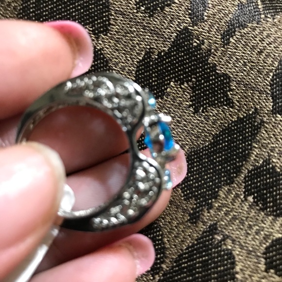 SOLD! Heart Aquamarine Ring 925 Sterling Silver - Picture 2 of 7